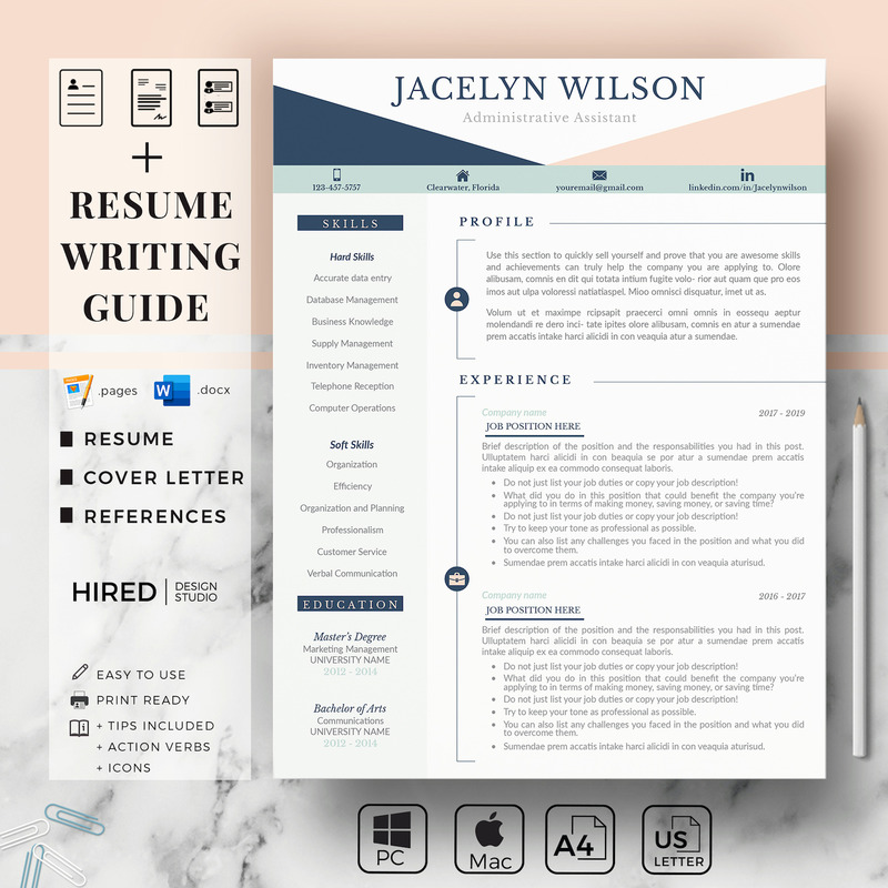JACELYN - 行政助理和匹配求职信的专业简历 - Features Image 1