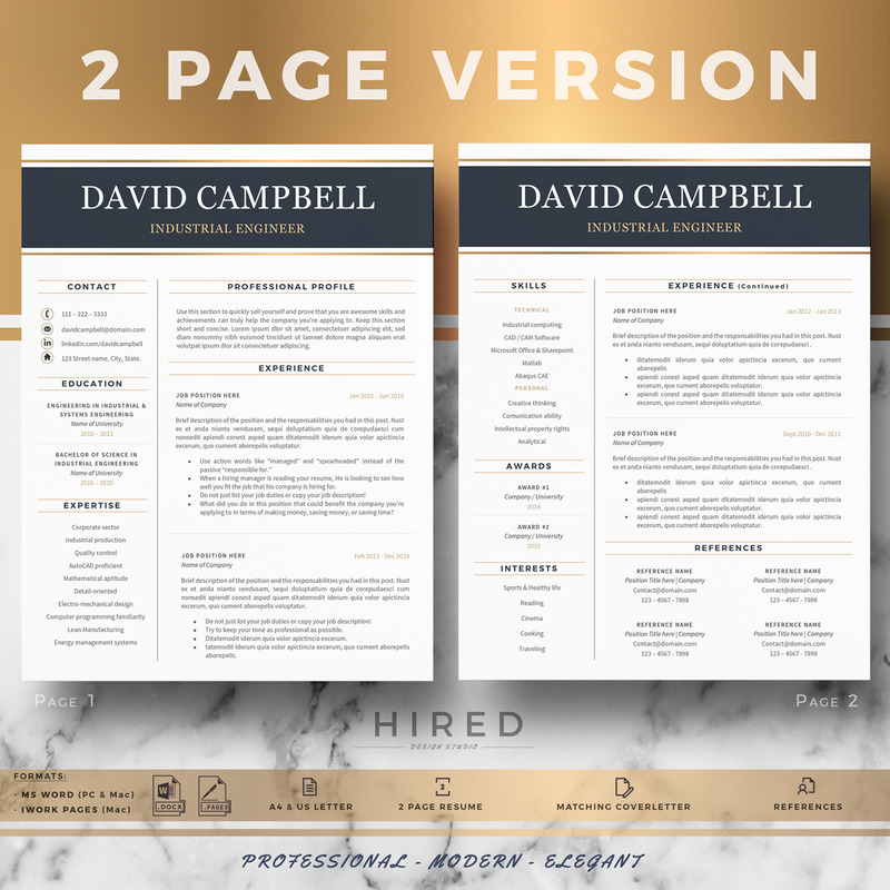 DAVID - Professional Resume  for Engineers. Engineering Resume with Cover Letter & References - Features Image 2