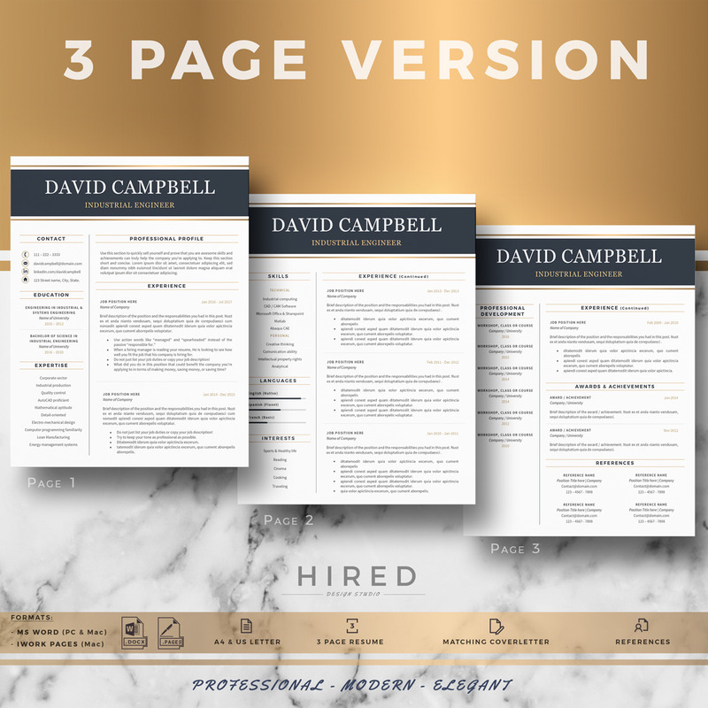 DAVID - Professional Resume  for Engineers. Engineering Resume with Cover Letter & References - Features Image 3
