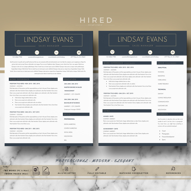 LINDSAY - Sales Manager Professioneel CV, CV-sjabloon + Sollicitatiebrief-sjabloon + Referentiepagina - Features Image 2