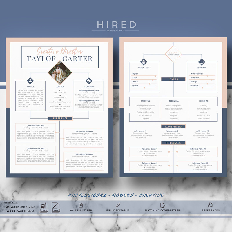 TAYLOR - Creative Curriculum Vitae. Fantastic and Modern CV, Cover Letter Format and References - Features Image 2