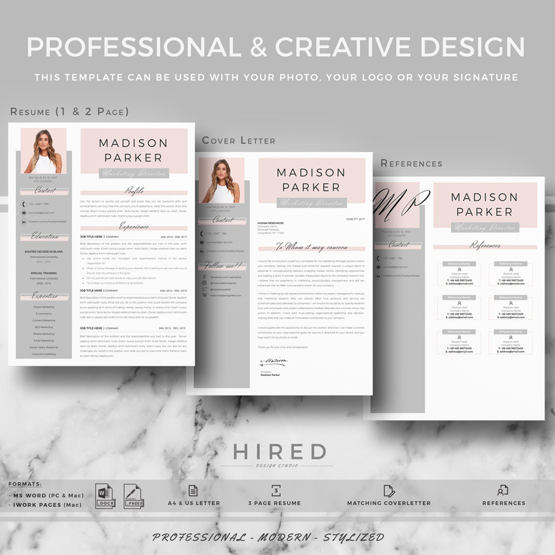MADISON - Creative Resume Template for MS Word & Pages. Resume Design with Cover and References - Features Image 5