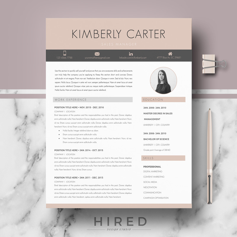 KIMBERLY - Modern CV-sjabloon met foto voor Sales Manager. CV-formaat met omslag en referenties - Features Image 1