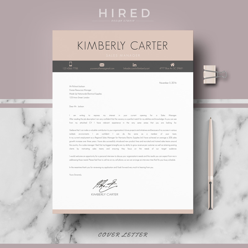 KIMBERLY - Modern CV-sjabloon met foto voor Sales Manager. CV-formaat met omslag en referenties - Features Image 3