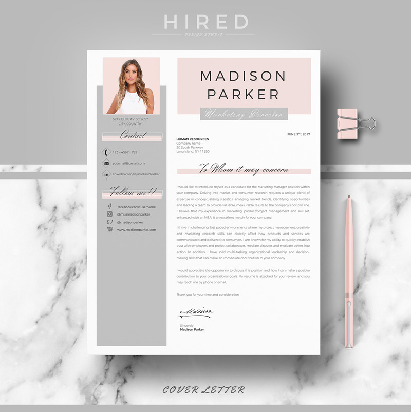 MADISON - Creative Resume Template for MS Word & Pages. Resume Design with Cover and References - Features Image 3