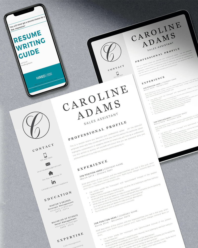 CAROLINE - Verkoopassistent CV-sjabloon, sollicitatiebrief en referenties voor Word en Pages - Features Image 11