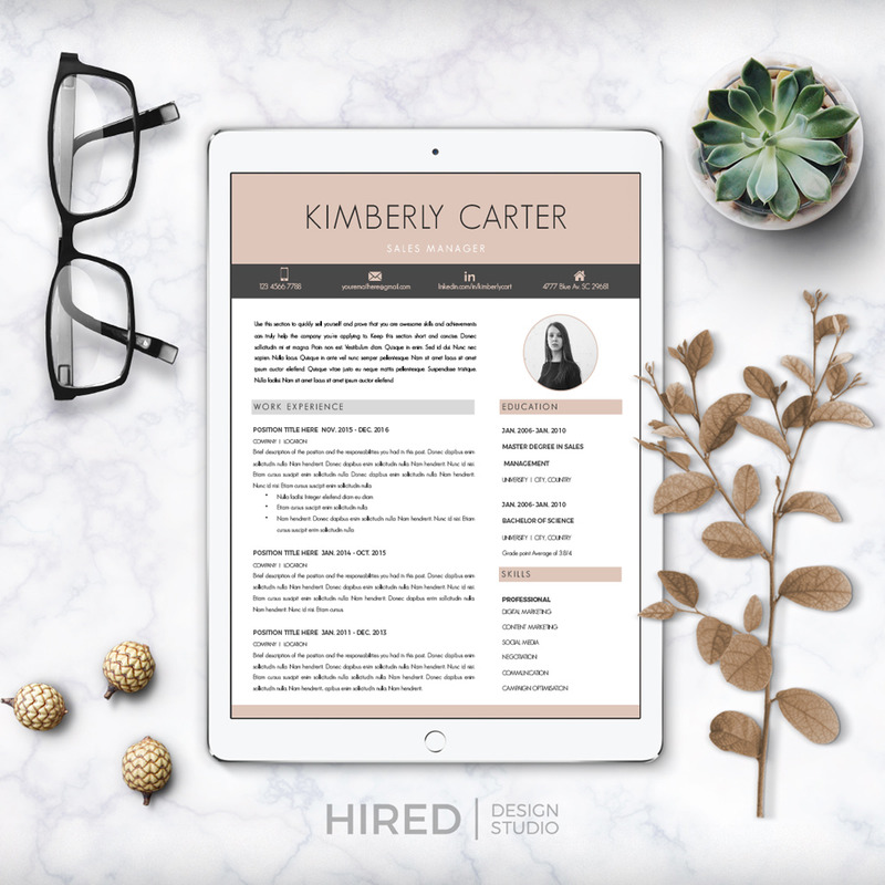 KIMBERLY - Modern CV-sjabloon met foto voor Sales Manager. CV-formaat met omslag en referenties - Features Image 6