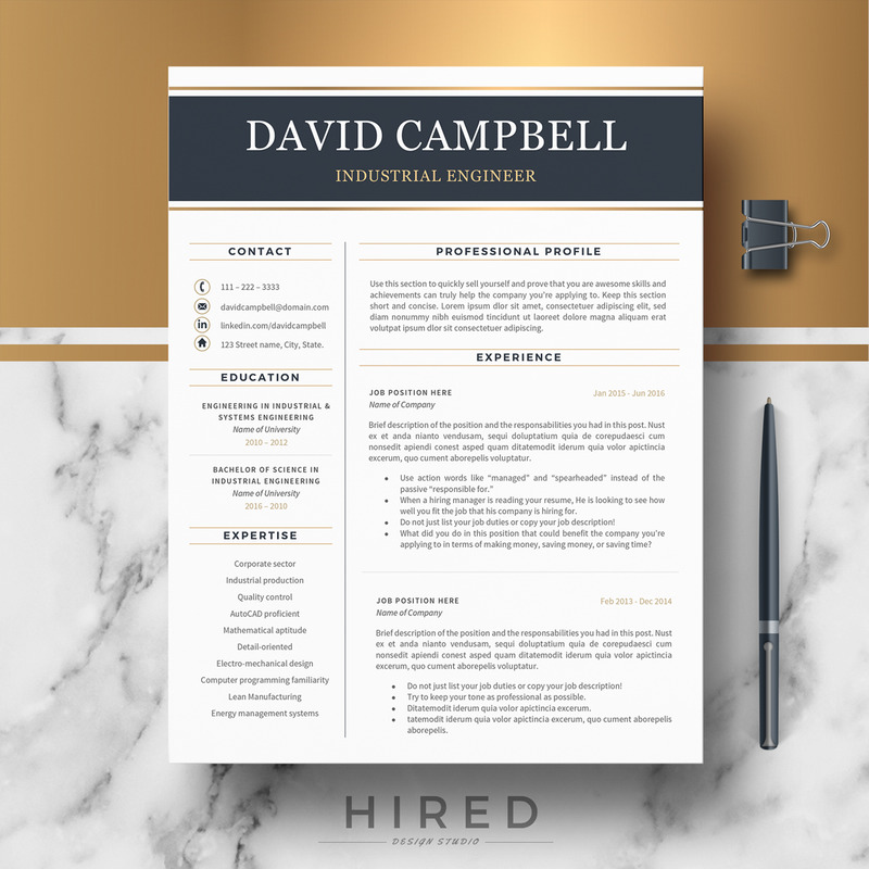 DAVID - Professional Resume  for Engineers. Engineering Resume with Cover Letter & References - Features Image 1