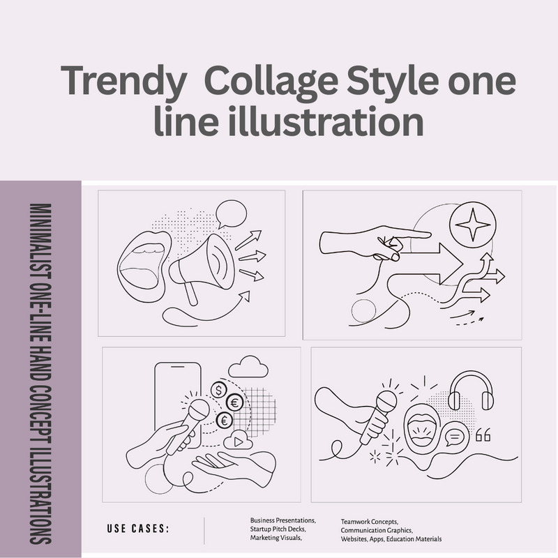 Pack d'illustrations pour podcasts et discours publics, style collage, communication et marketing vectoriel - Caractéristiques de l’image 1