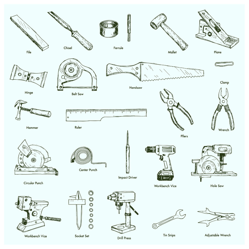 工作坊工具铅笔素描图标插图 - Features Image 1