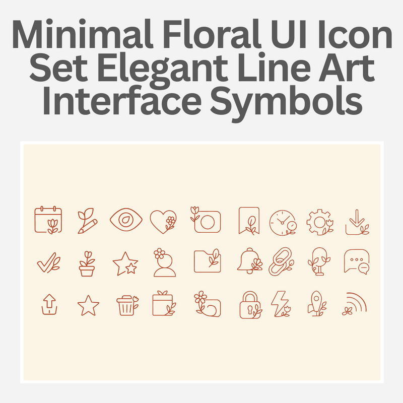 Minimal Floral UI Icon Set Elegant Line Art Interface Symbols with Botanical Accents - Features Image 1