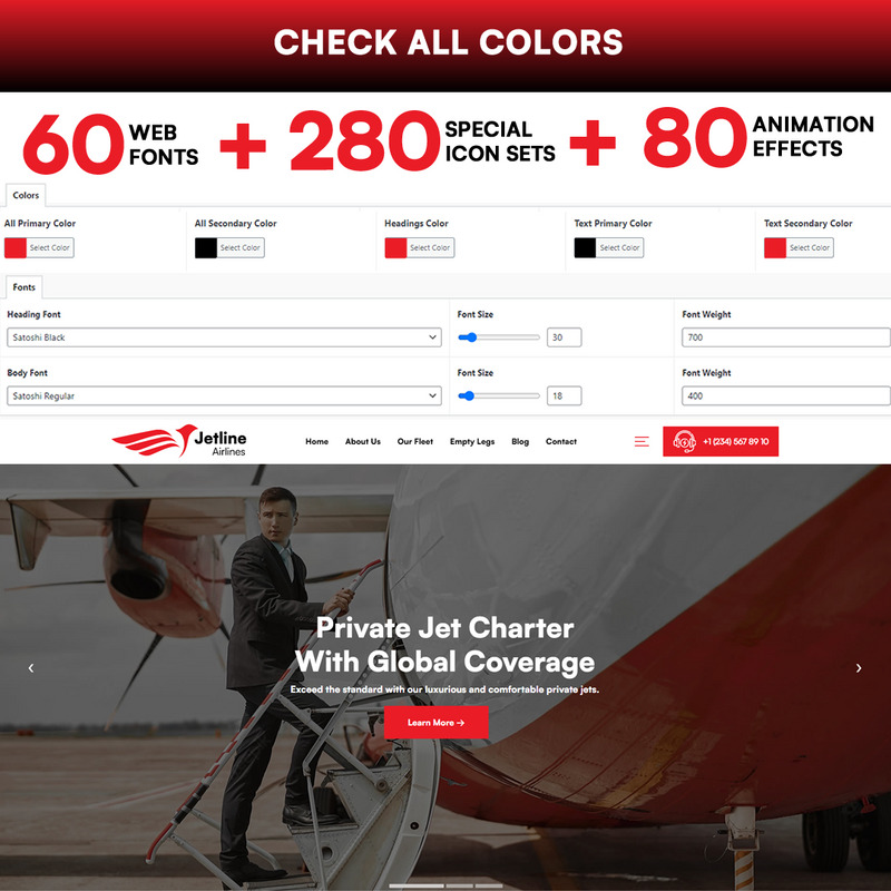 Jetline - Motyw WordPress dla linii lotniczych - Obraz funkcji 2
