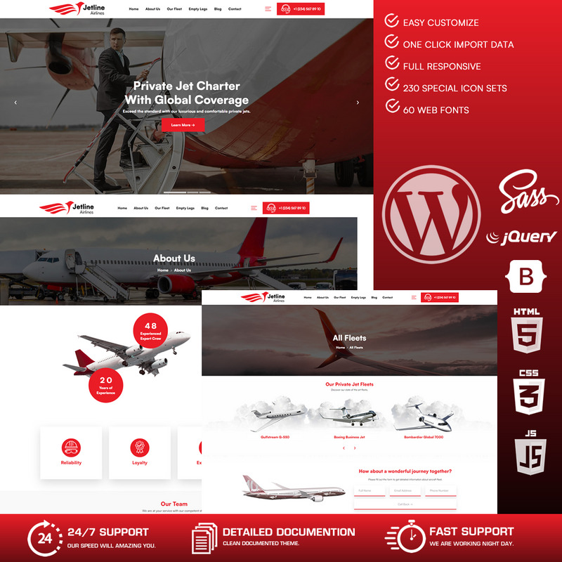Jetline - Motyw WordPress dla linii lotniczych - Obraz funkcji 1