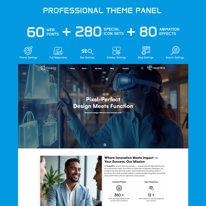 CorporaPro - moderní šablona WordPress pro firemní podnikání - Features Image 1