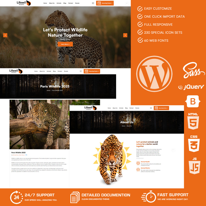 Lifewil - Wildlife WordPress Theme - Features Image 1
