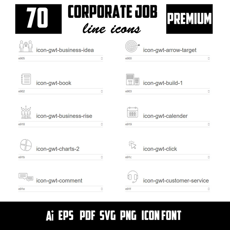 Corporate Job - Premium Line Icons Set - Features Image 1