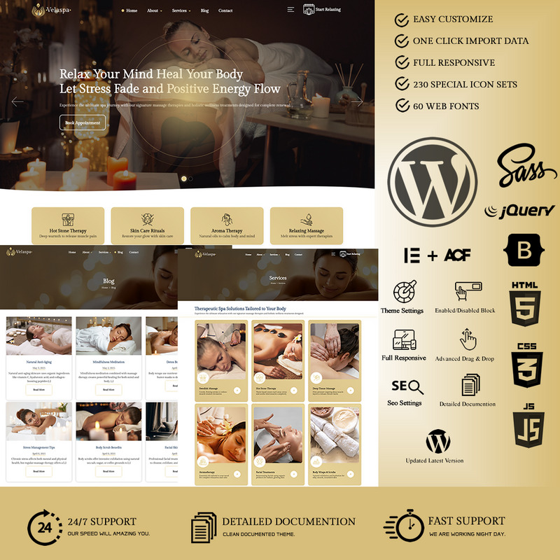 Velaspa – Spa & Massage Parlor WordPress Theme - Features Image 1