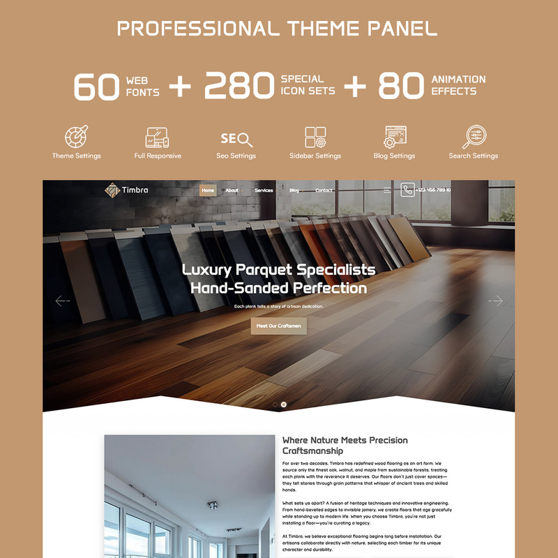 Timbra – тема WordPress із послугами з дерев’яної підлоги - Features Image 2