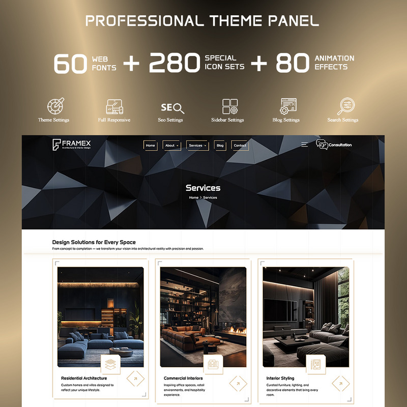 Framex – Thème WordPress d'architecture et de design d'intérieur - Caractéristiques de l’image 2