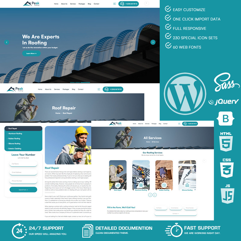 Peak - Roofing Company WordPress Theme - Features Image 1