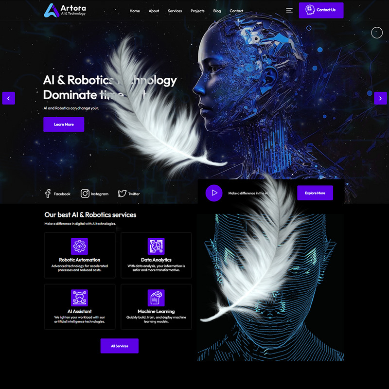 Artora - Artificial Intelligence & Technology WordPress Theme - Features Image 5