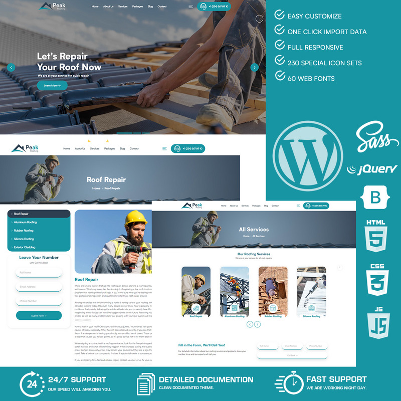 Peak – Roofing Company WordPress téma - Features Image 1