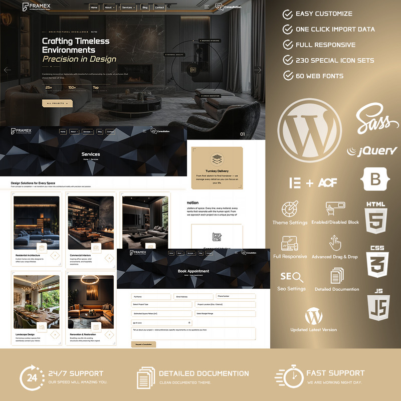 Framex – Thème WordPress d'architecture et de design d'intérieur - Caractéristiques de l’image 1