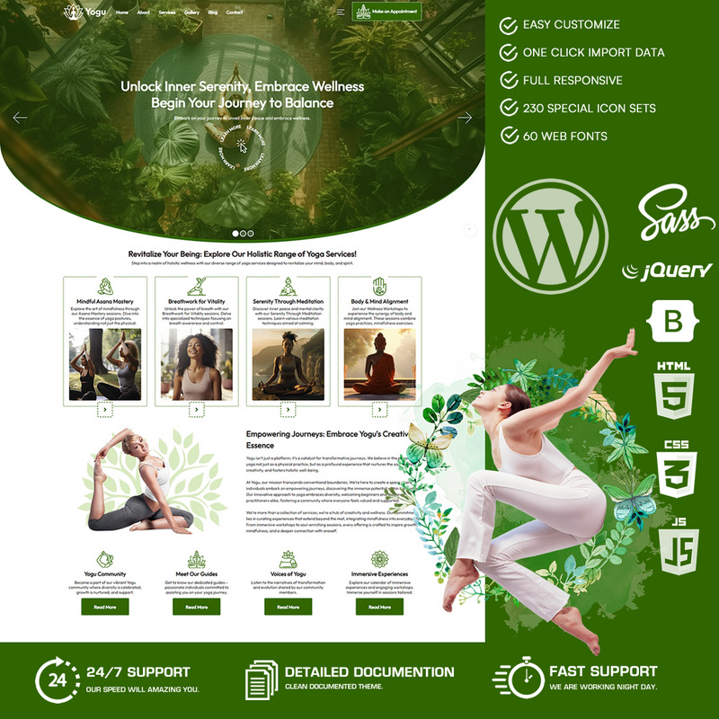 Yogu - Tema WordPress per lo yoga - Caratteristiche Immagine 1