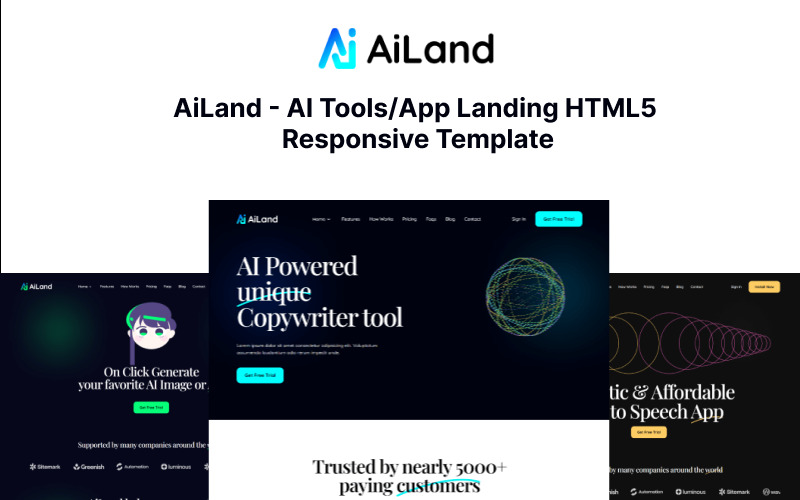 AiLand - AI工具/应用落地HTML5响应模板 - Features Image 1