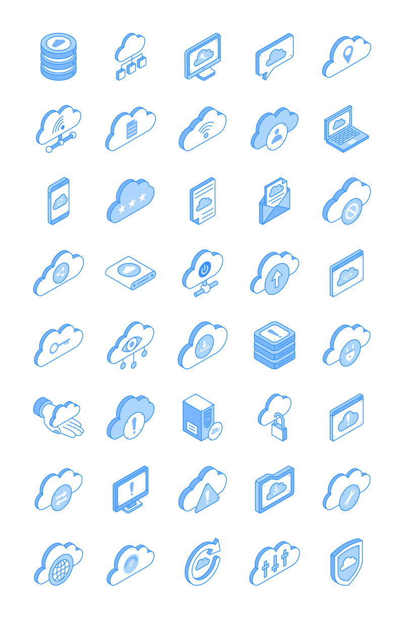 40 Isometric Cloud Hosting Icons - Features Image 1