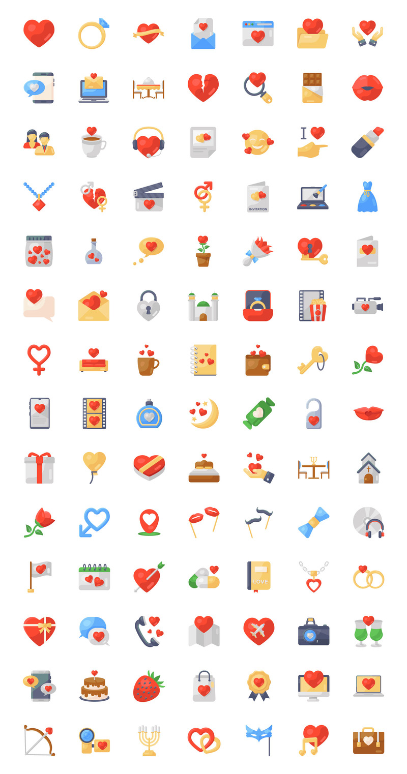 Пакет плоских икон любви и романтики - Features Image 1