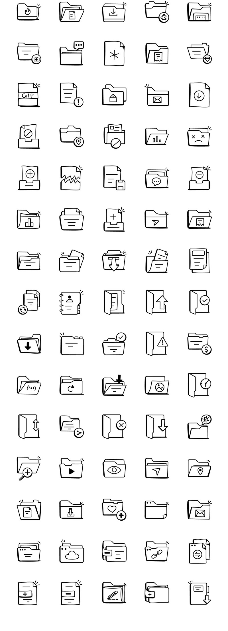 Pack d'icônes de fichiers et dossiers Doodle - Caractéristiques de l’image 4