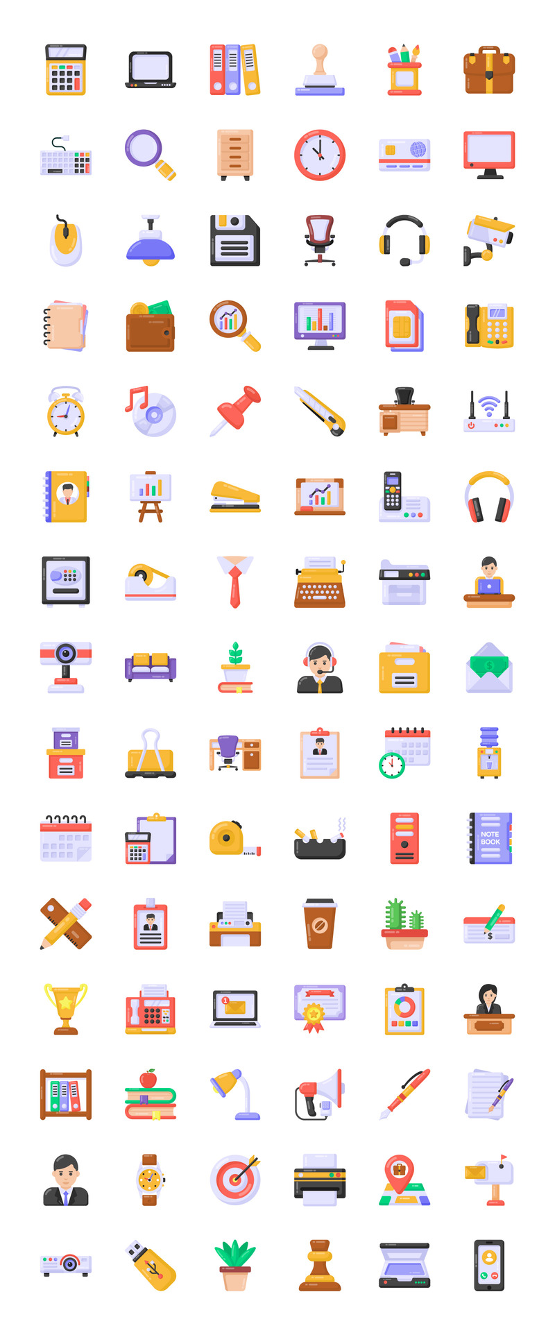90 办公室平面矢量图标 - Features Image 1