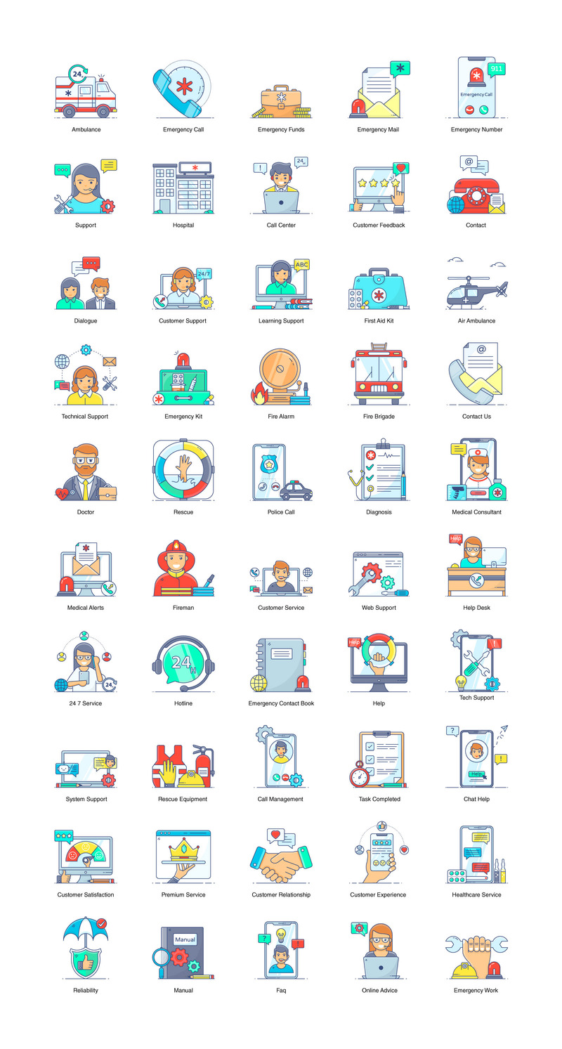Emergency Help Center Icons Set - Features Image 1