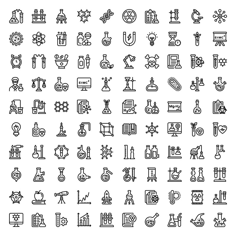 Paket med linjära ikoner för kemi - Features Image 1