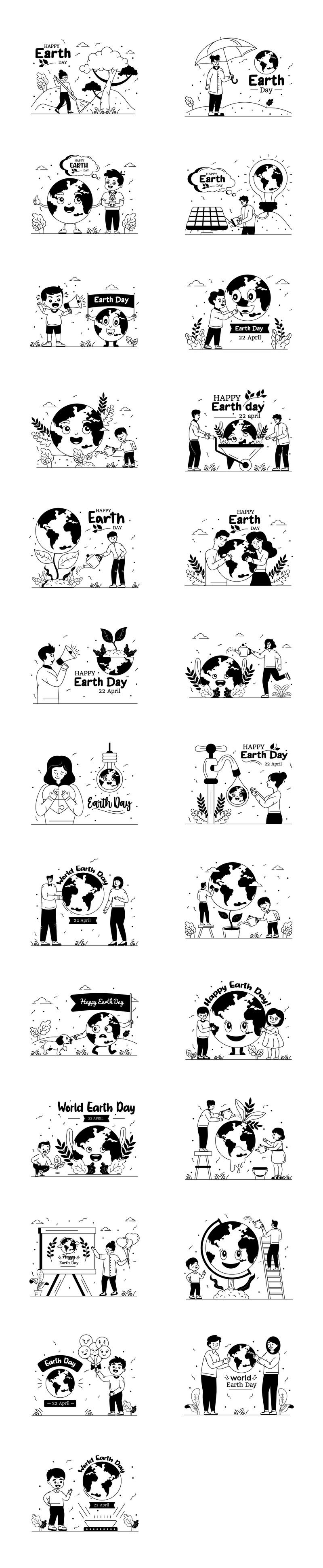 25 Glyphen-Illustrationen zum Tag der Erde - Eigenschaften Bild 1