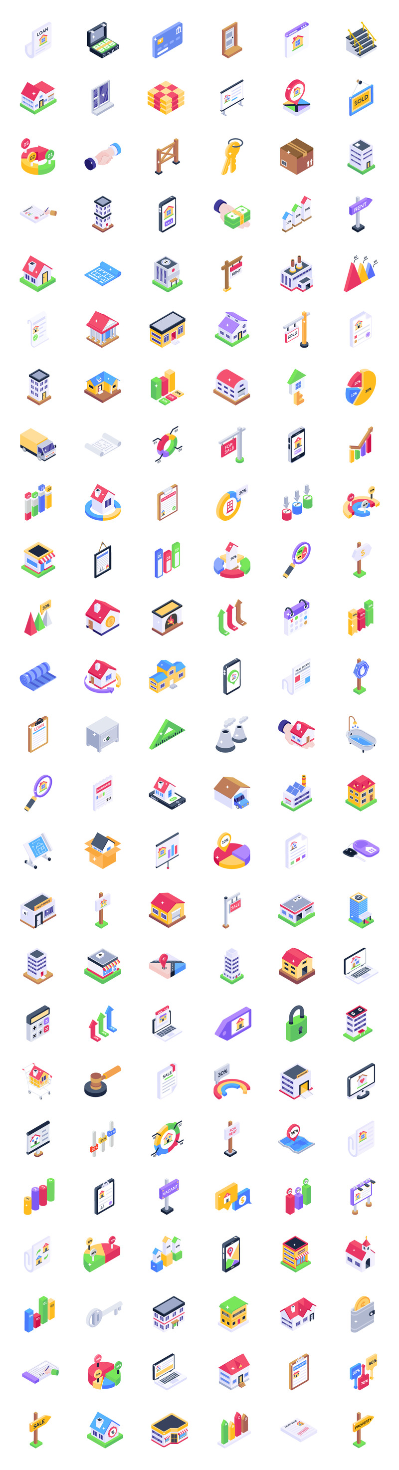 150 шаблонов изометрических иконок недвижимости - Features Image 1