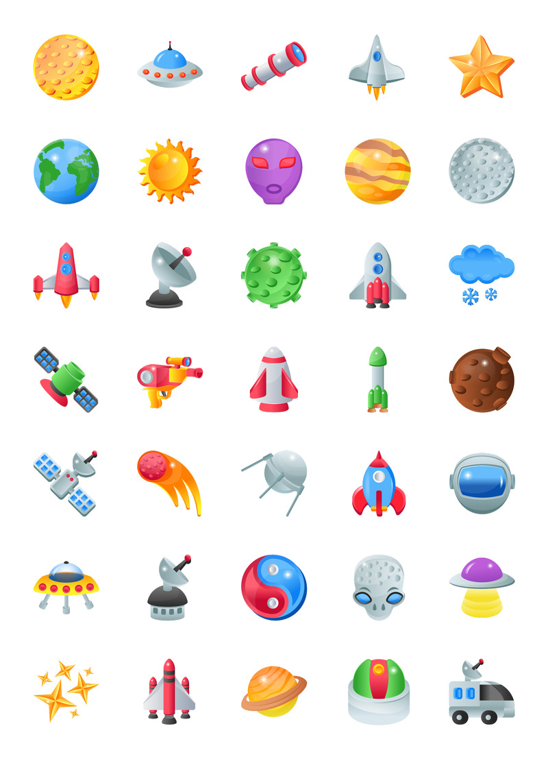 30 Space Icons - Cool Flat Icons - Features Image 1