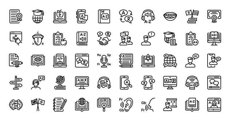 Foreign Language Linear Icons - Features Image 1