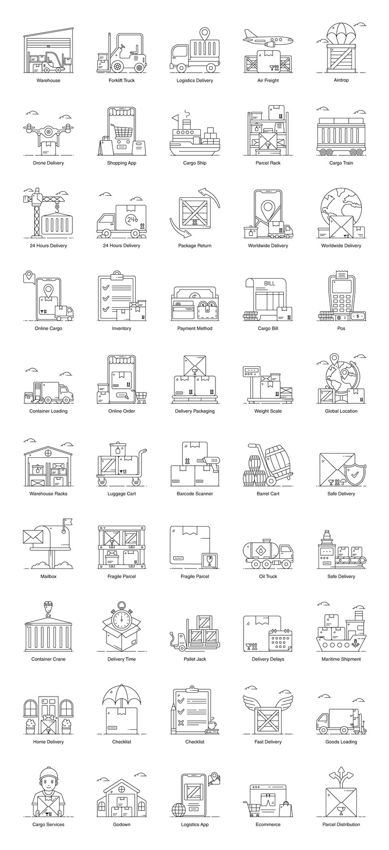 50 иконок линии логистических услуг - Features Image 2