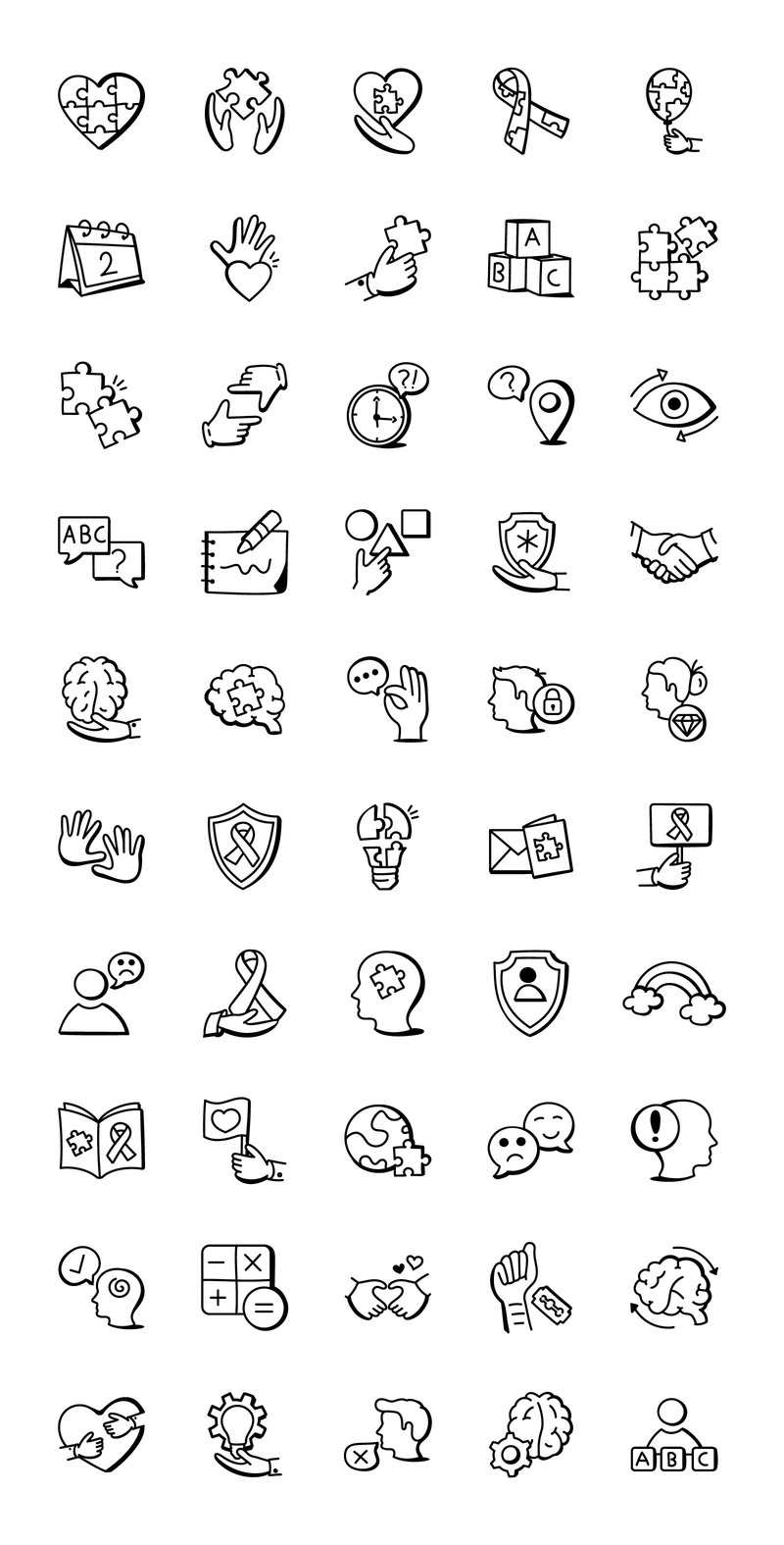 Векторы аутизма - Иконки Дня аутизма Doodle - Features Image 1