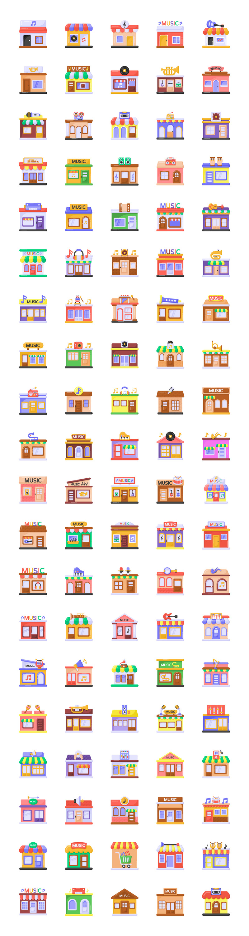 顶级时尚平面音乐商店图标包 - Features Image 1