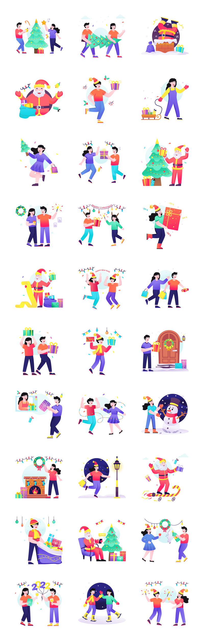 Julillustrationer - platta vektorer - Features Image 1