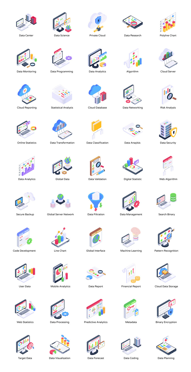 Data science isometric icons - Features Image 1