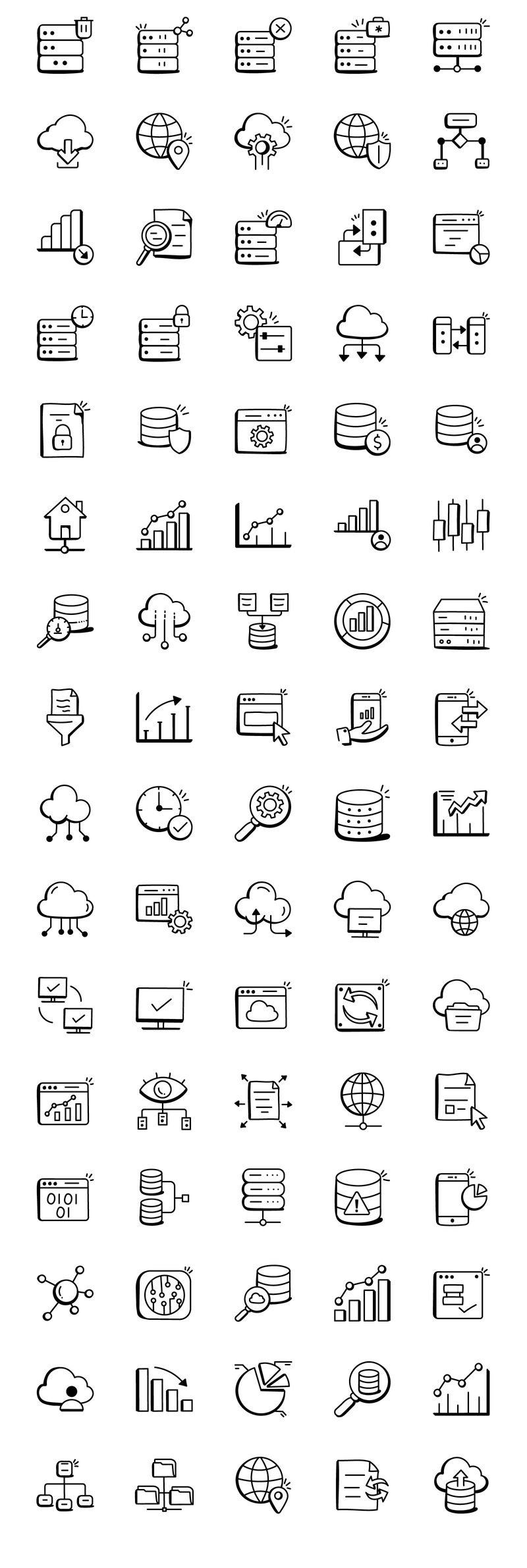 Uppsättning av 230 Doodle Data Ikoner - Features Image 3