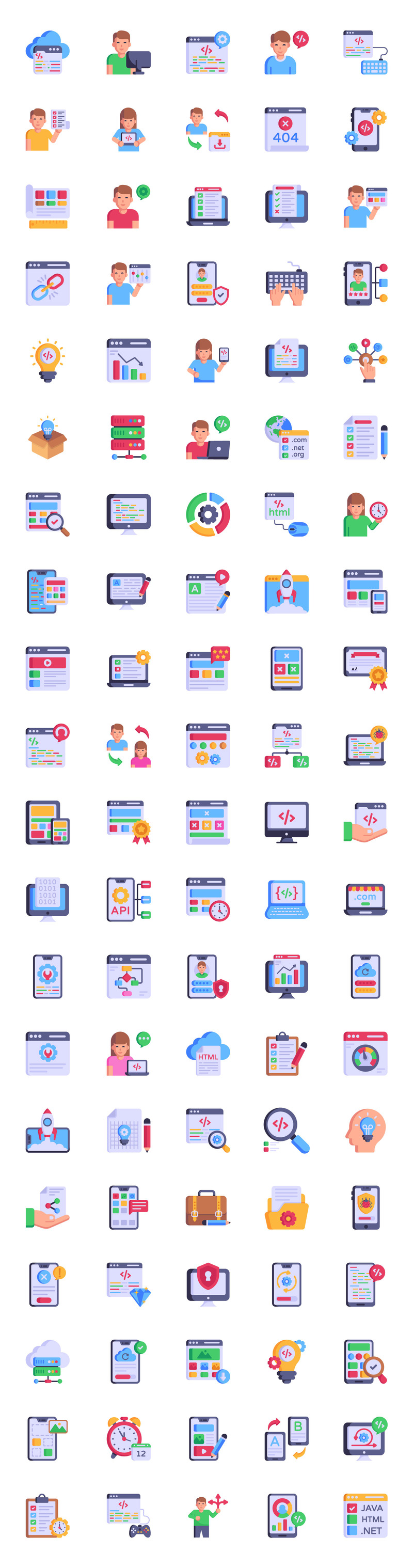 100 Web 开发矢量图标 - Features Image 1