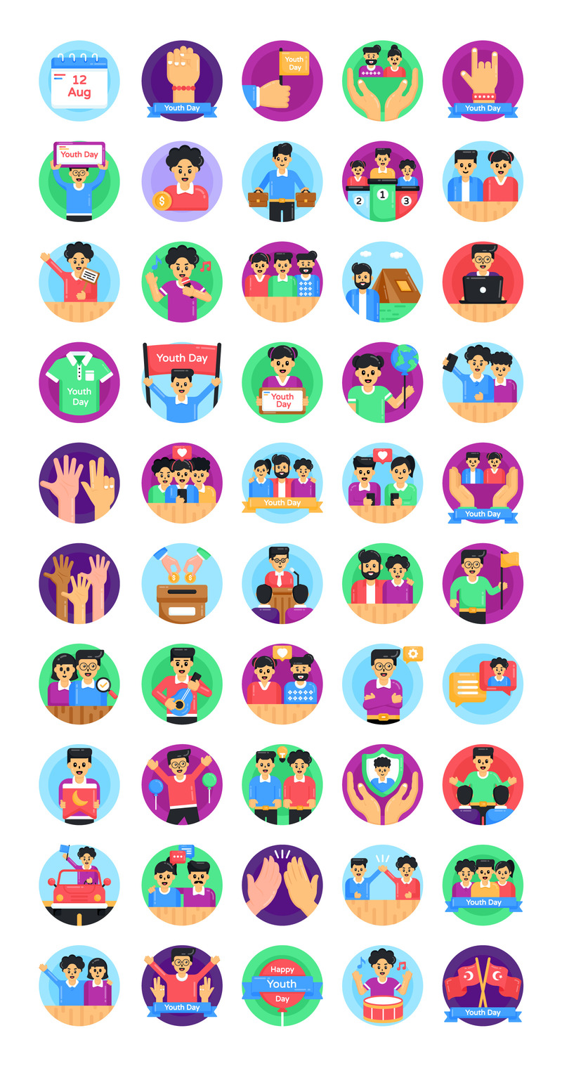 50 Internationale Jeugddag Vector Iconen - Features Image 1