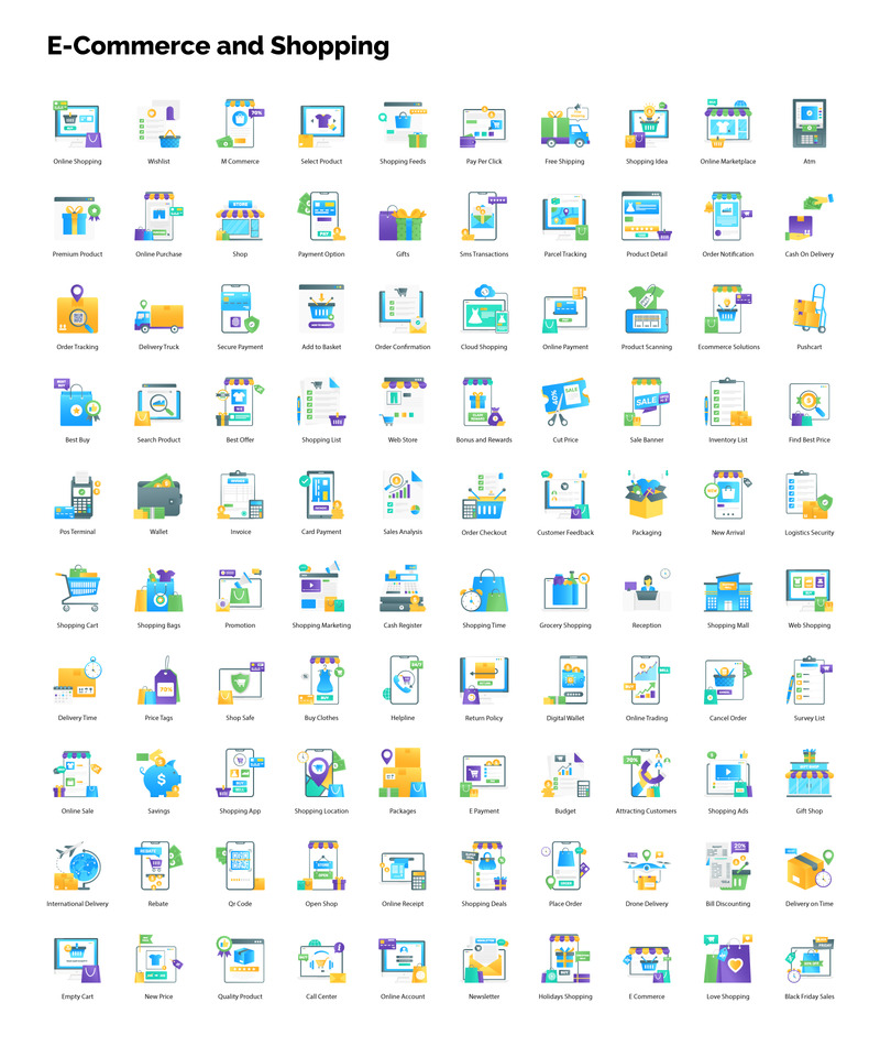 700+ концептуальных шаблонов Gradient Iconset - Features Image 3