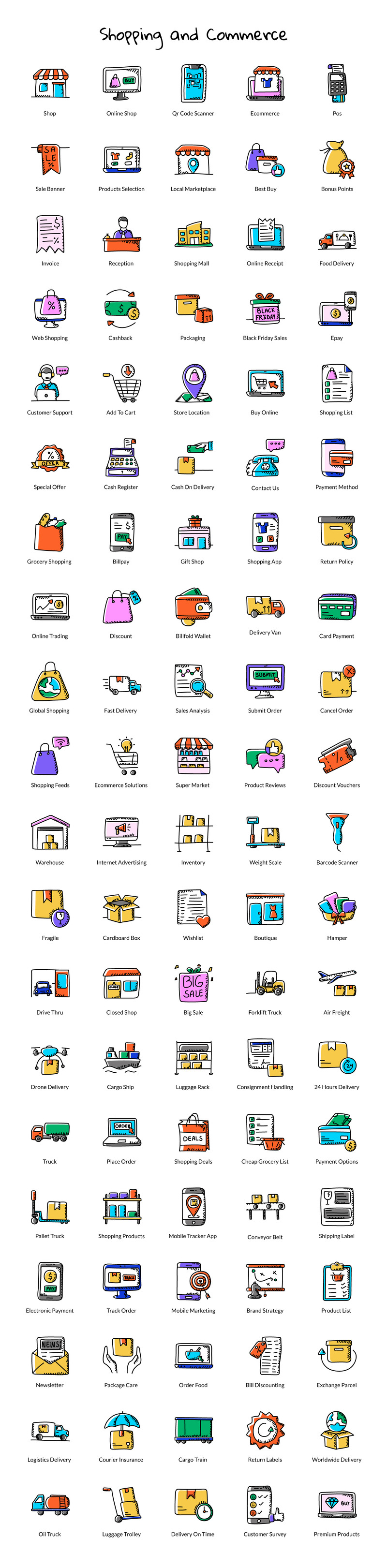 500+ шаблонов Doodle Vectors Iconset - Features Image 8