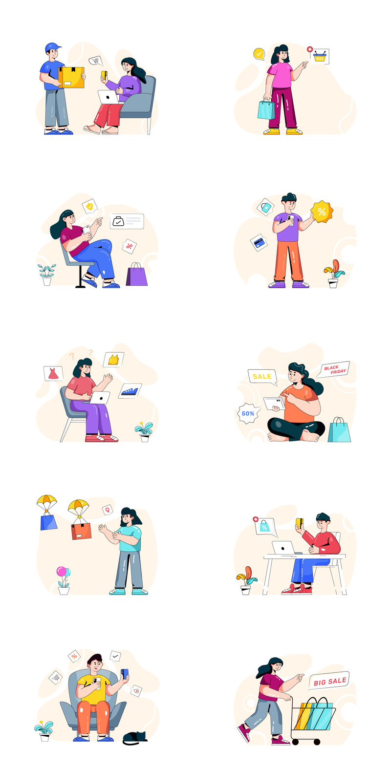 30 Online shopping vektorillustrationer - Features Image 1